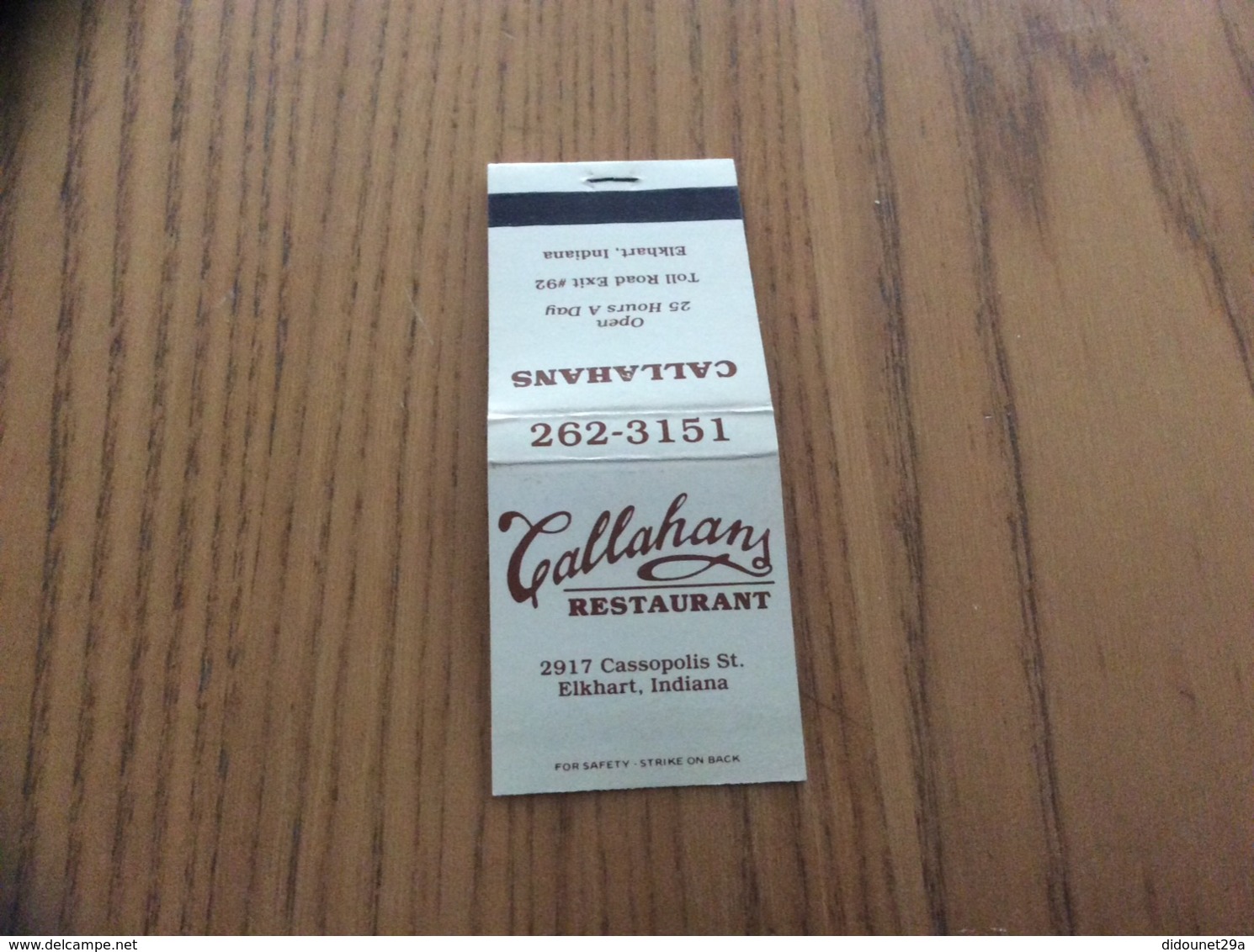 Pochette D'allumettes États-Unis "Callahans RESTAURANT - Elkhart, Indiana" - Boites D'allumettes