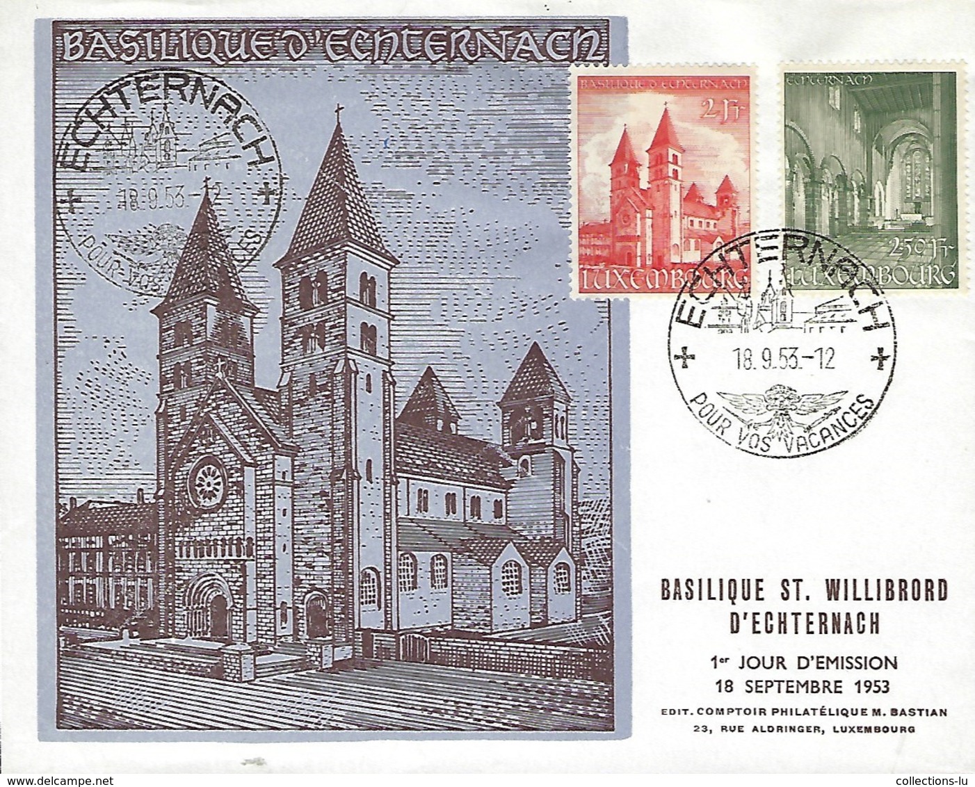 Luxembourg  -  FDC   18.9.1953  Basilique St. Willibrord Echternach - FDC