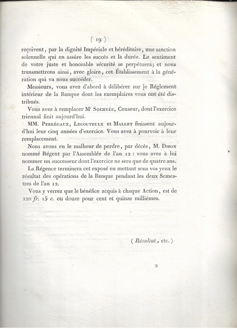 Bonaparte, Banque De France An 13 - Documentos Históricos
