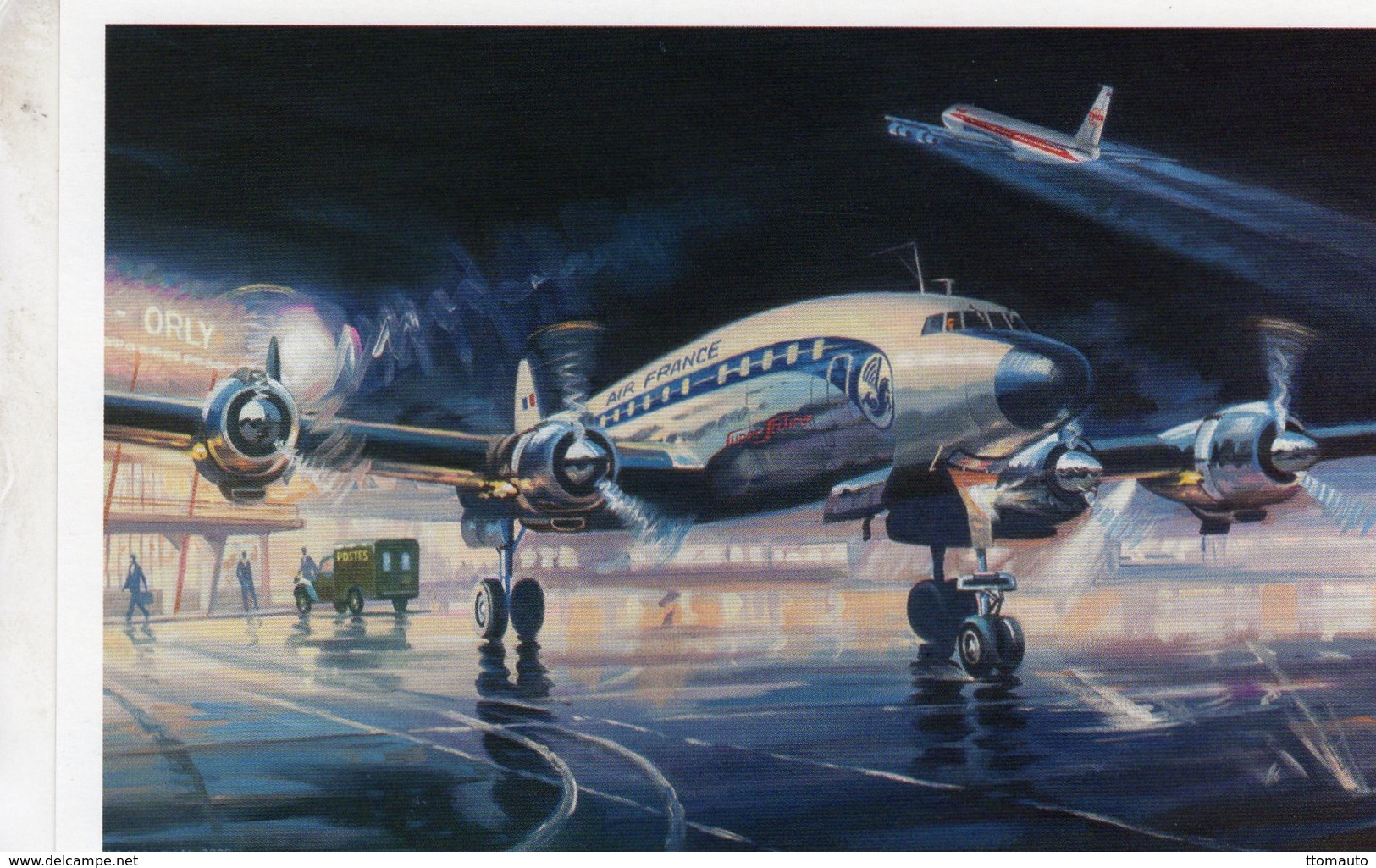 Lockheed Starliner L1649A  -  Paris-Orly 1958    -  Art Carte Par Benjamin Freudenthal - 1946-....: Modern Era
