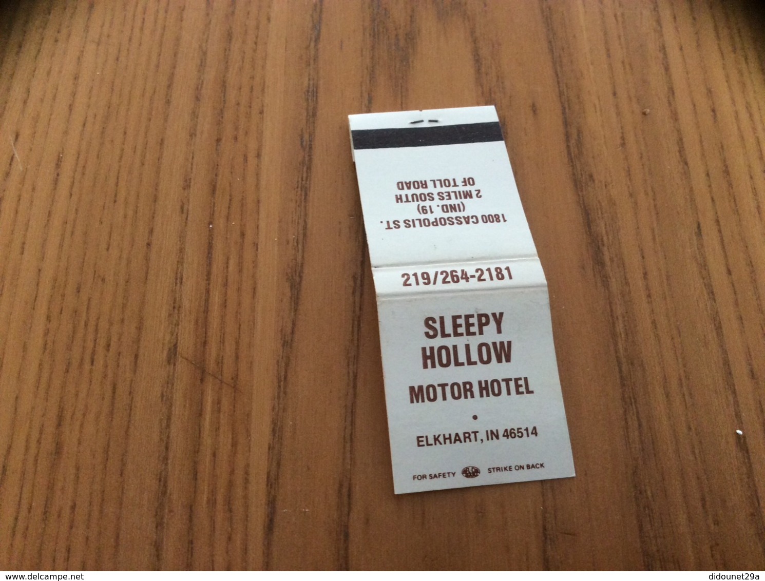 Pochette D'allumettes Etats-Unis « SLEEPY HOLLOW MOTOR HOTEL - ELKHART, INDIANA » - Boites D'allumettes