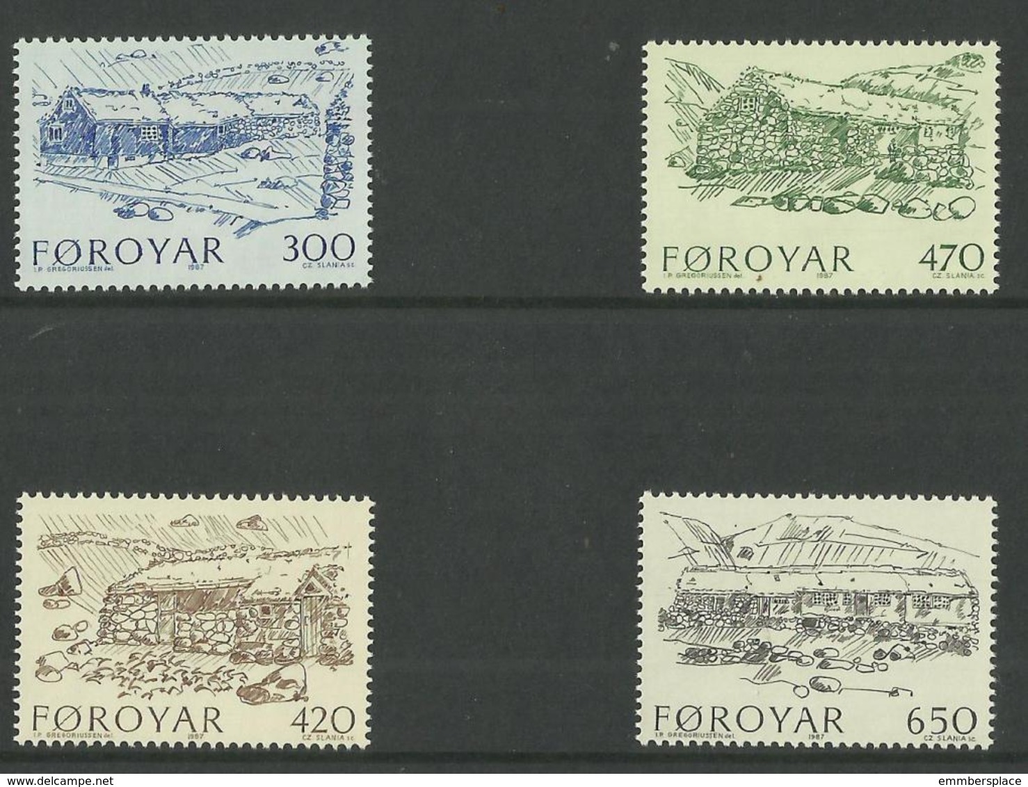 Faroe Islands - 1987 Farm Buildings  MNH **   SG 140-3  Sc 152-5 - Faroe Islands