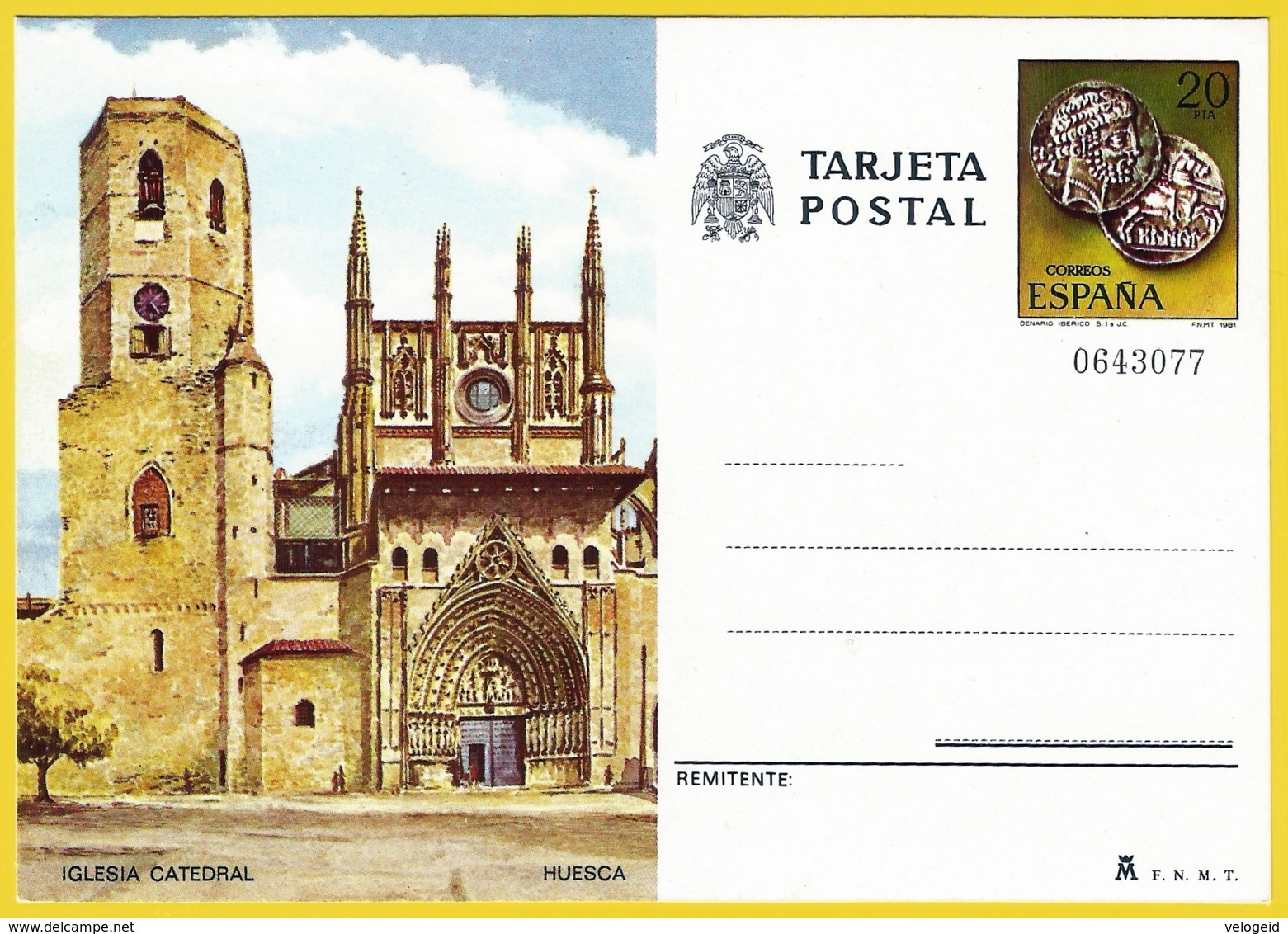 España. Spain. 1981. Postal Stationery. Entero Postal. Turismo. Iglesia Catedral. Huesca - Ongebruikt