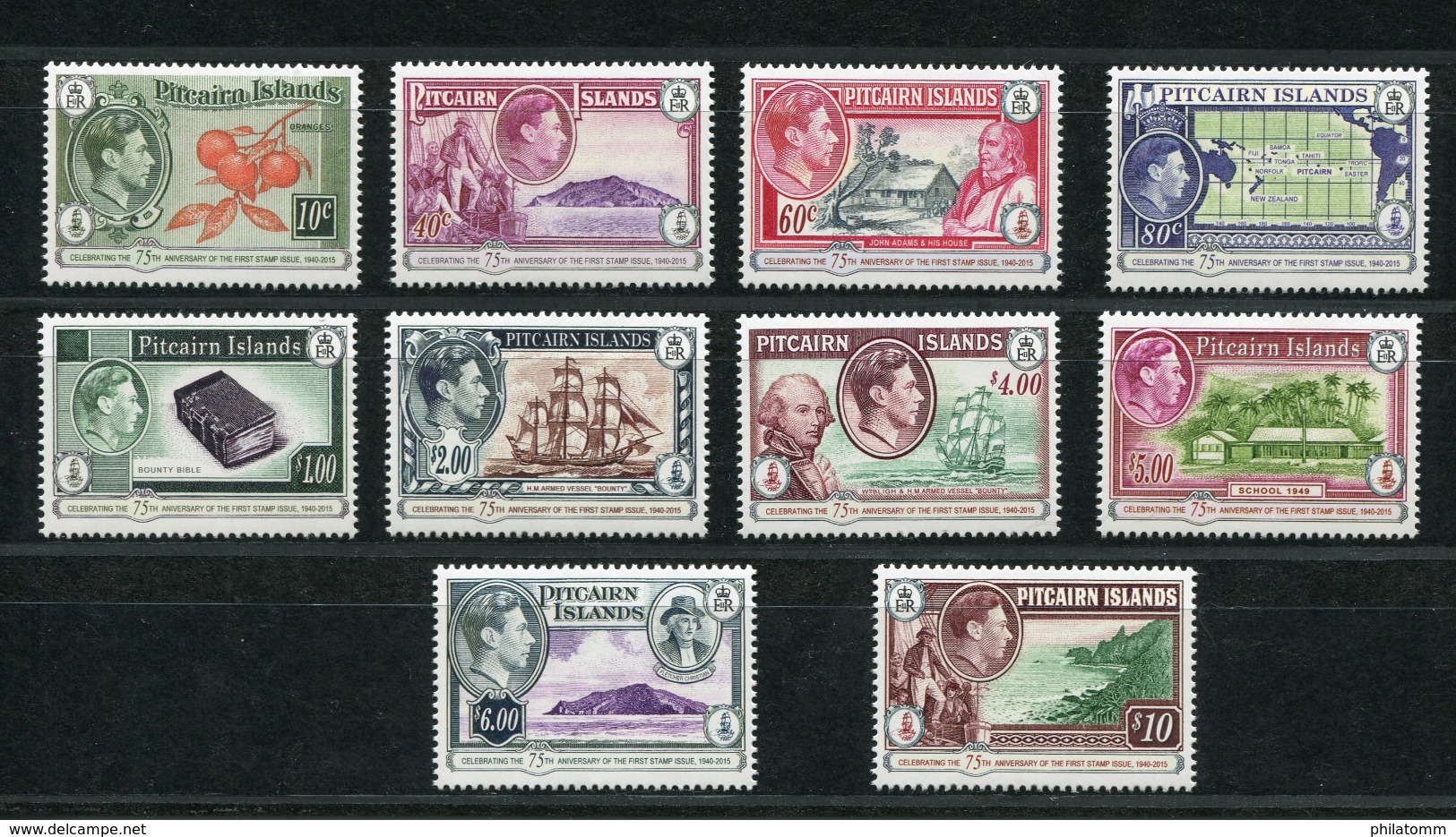 Pitcairn - Mi.Nr. 943 / 952 - "75. Jahrestag Der Ausgabe Der Ersten Freimarkenserie" ** / MNH (aus Dem Jahr 2015) - Pitcairninsel