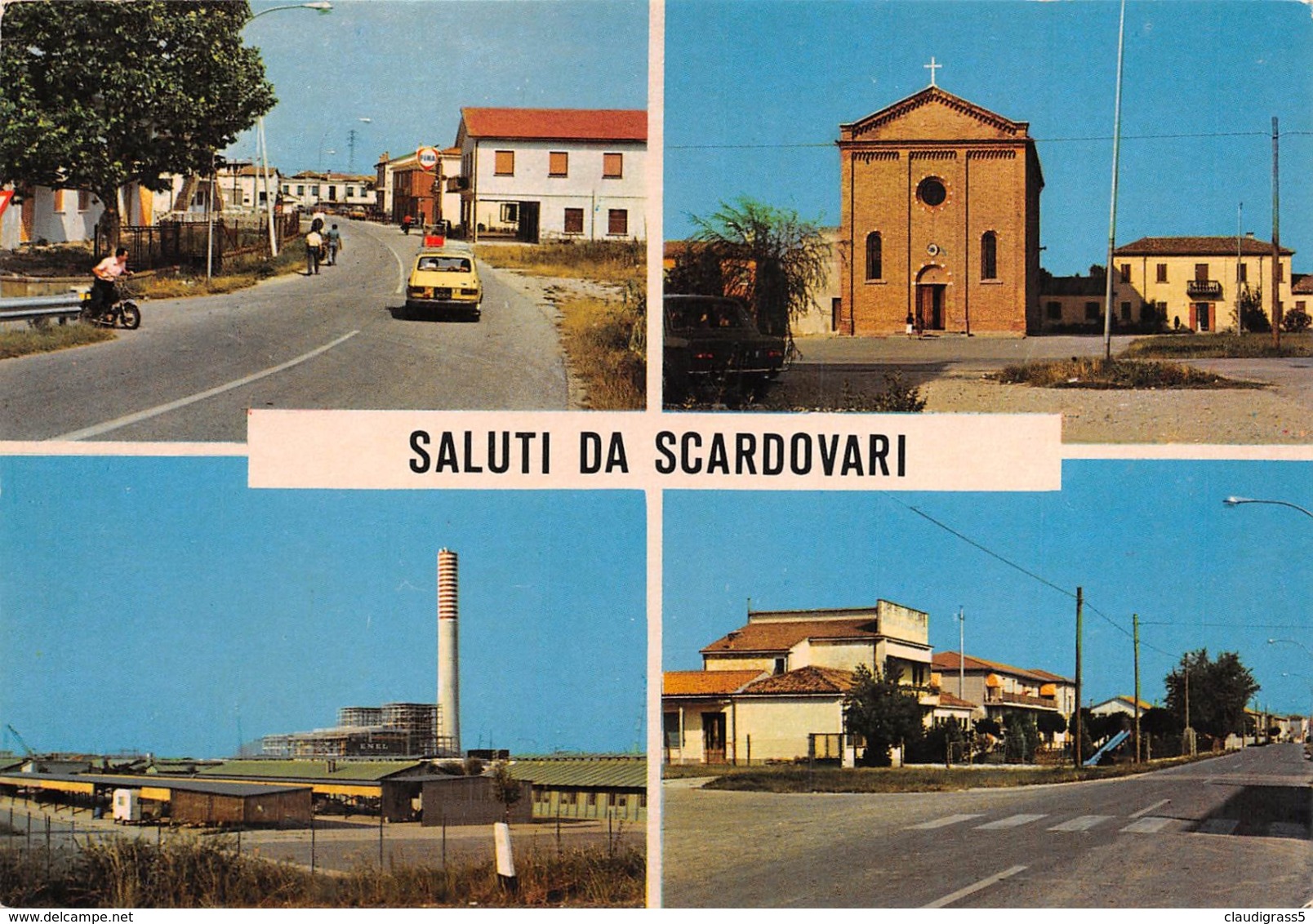 0756 "SALUTI DA SCARDOVARI - PORTO TOLLE (RO)" ANIMATA. VEDUTINE. CART. ILL. ORIG. SPED. - Altri & Non Classificati