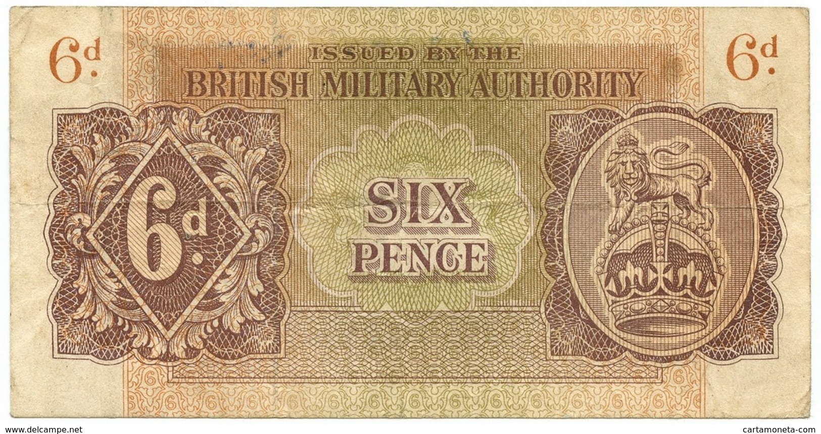 6 PENCE OCCUPAZIONE INGLESE IN ITALIA BRITISH AUTHORITY 1943 BB - Occupazione Alleata Seconda Guerra Mondiale