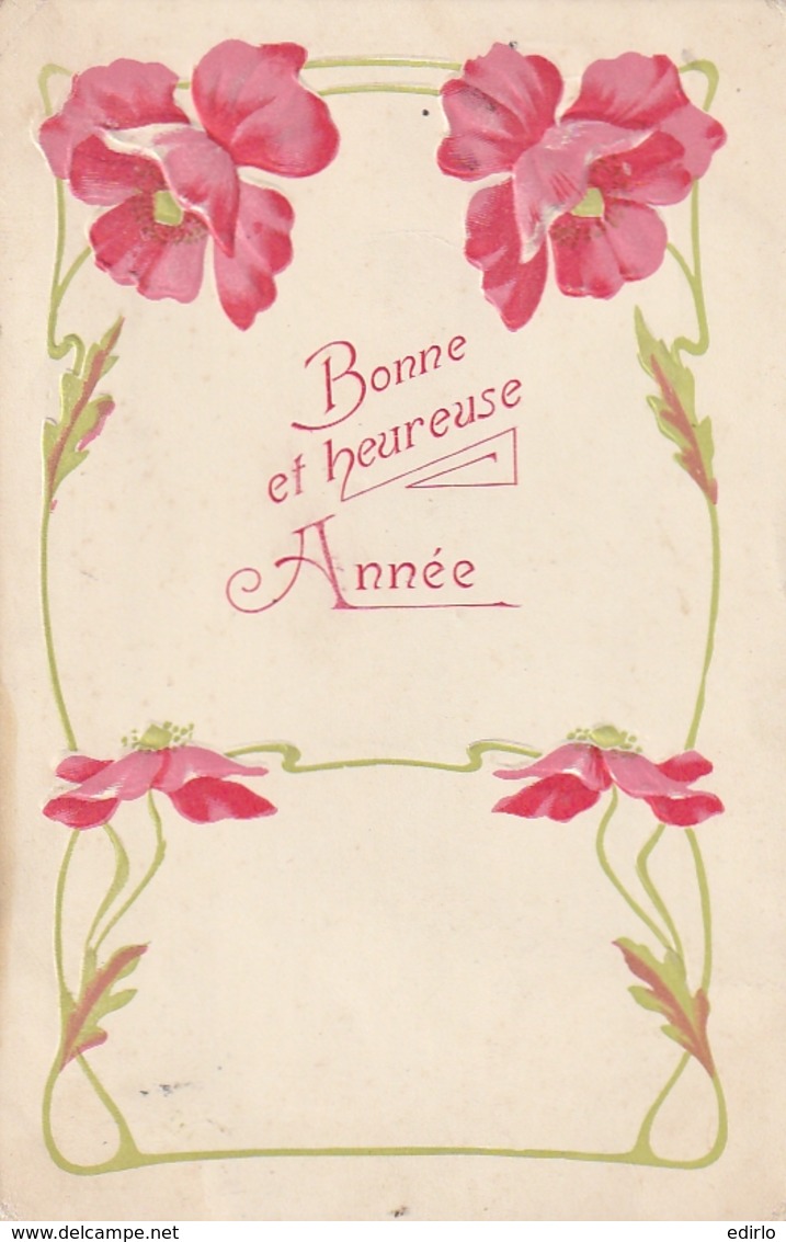 *** FLEURS ***  Bonne Et Heureuse Année - Par Illustrateur Art Nouveau Et Coquelicots - Año Nuevo