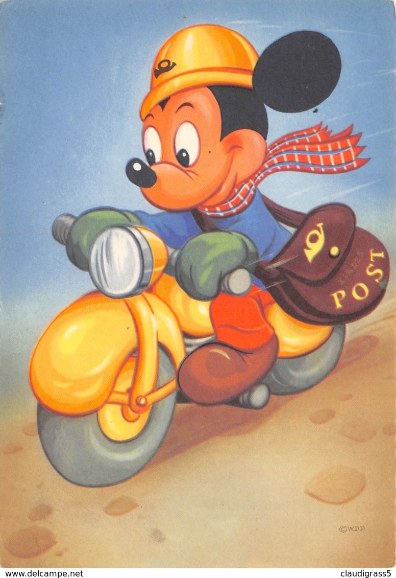 0763 "TOPOLINO MOTOCICLISTA POSTINO"  CART. ILL. ORIG. NON SPED. - Disneyworld
