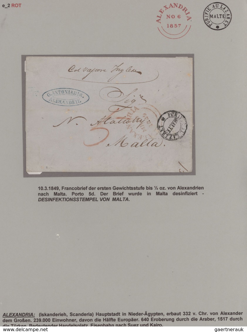 Ägypten: 1841/1876, BRITISH P.O.EGYPT, Collection With Ca.30 Entire Letters On Exhibition Pages, Com - 1866-1914 Khédivat D'Égypte