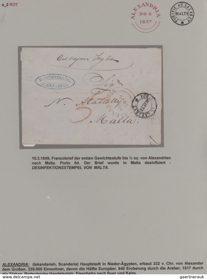 Ägypten: 1841/1876, BRITISH P.O.EGYPT, Collection With Ca.30 Entire Letters On Exhibition Pages, Com - 1866-1914 Khedivato Di Egitto