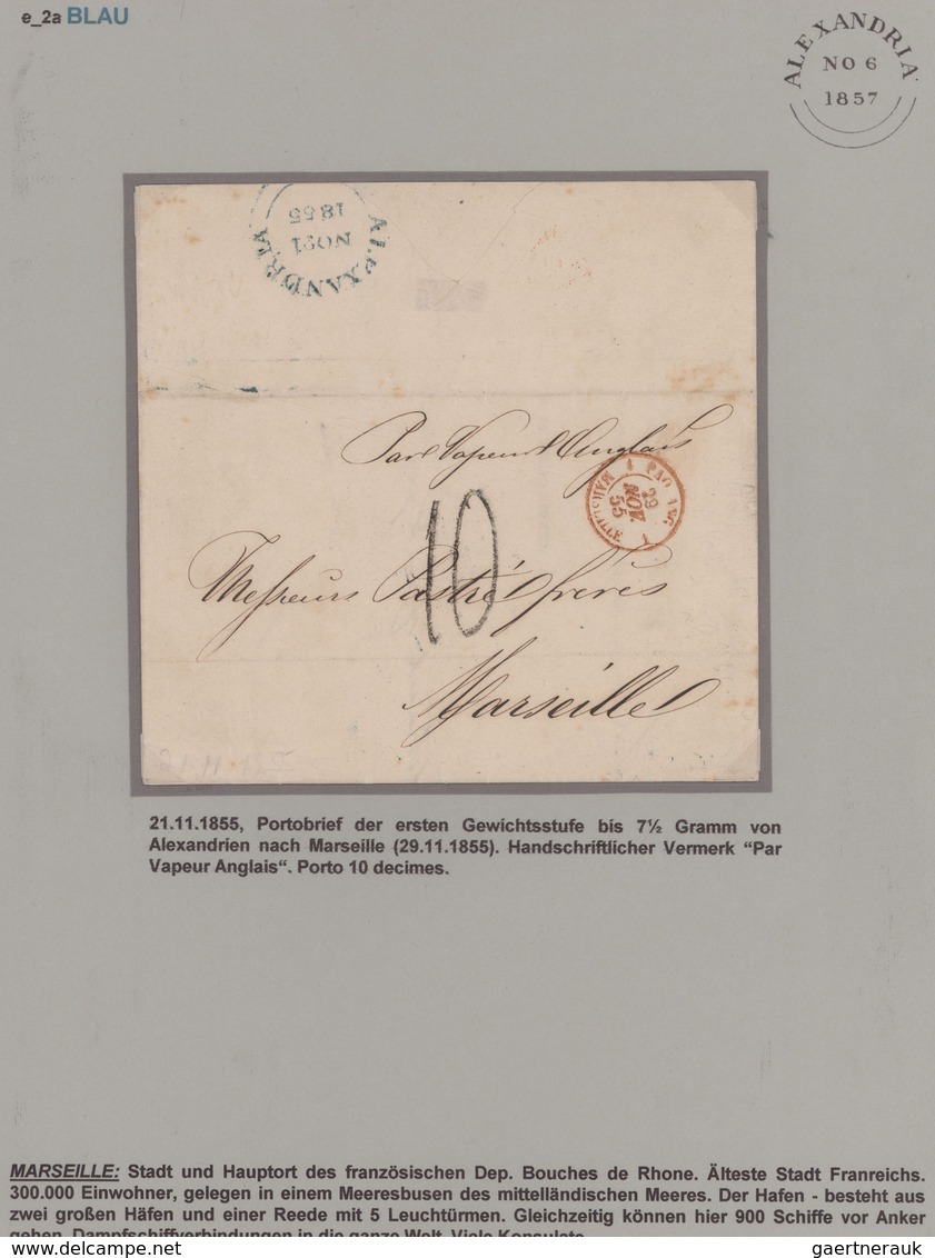 Ägypten: 1841/1876, BRITISH P.O.EGYPT, Collection With Ca.30 Entire Letters On Exhibition Pages, Com - 1866-1914 Khédivat D'Égypte