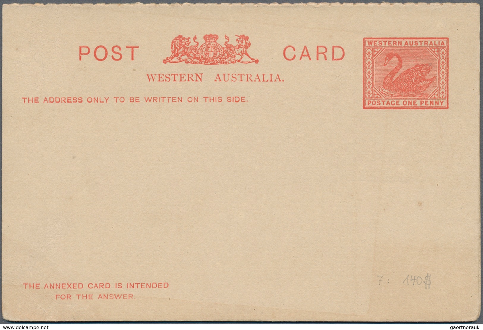 Westaustralien: 1879/1912 (ca.), Ten Different Stationary Postacrds - Nine Of Them "Swan" - Unused ( - Briefe U. Dokumente