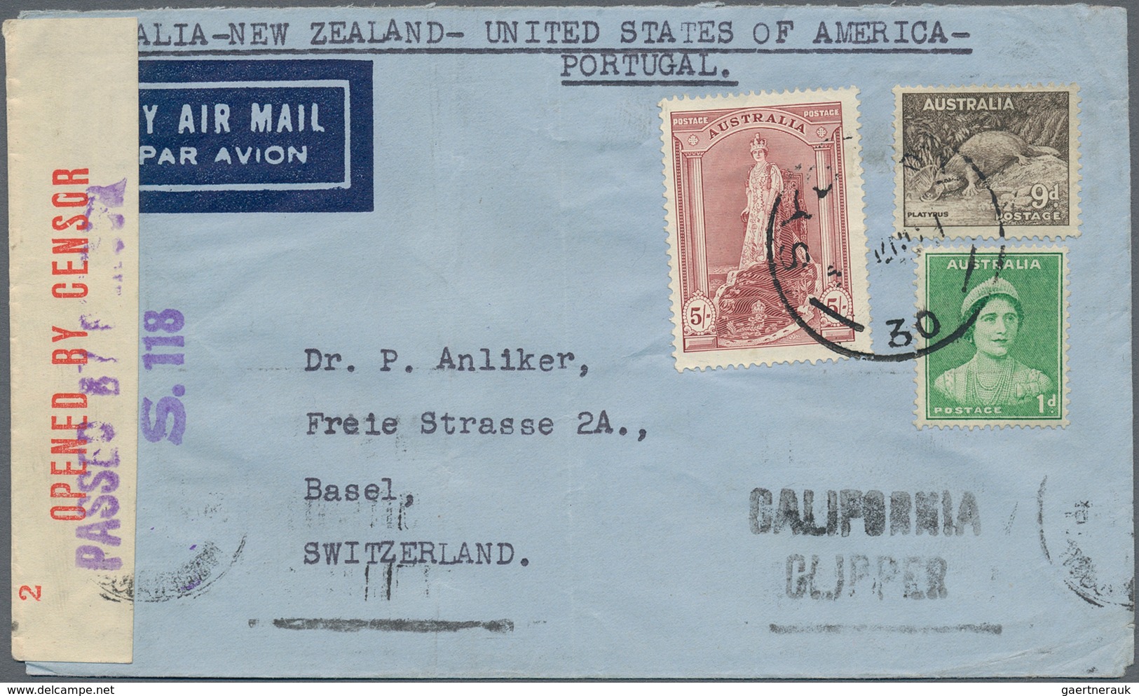 Australien: 1927/66, ca. 90 covers (inc. one ppc) mostly used to Switzerland with WWII censorship us