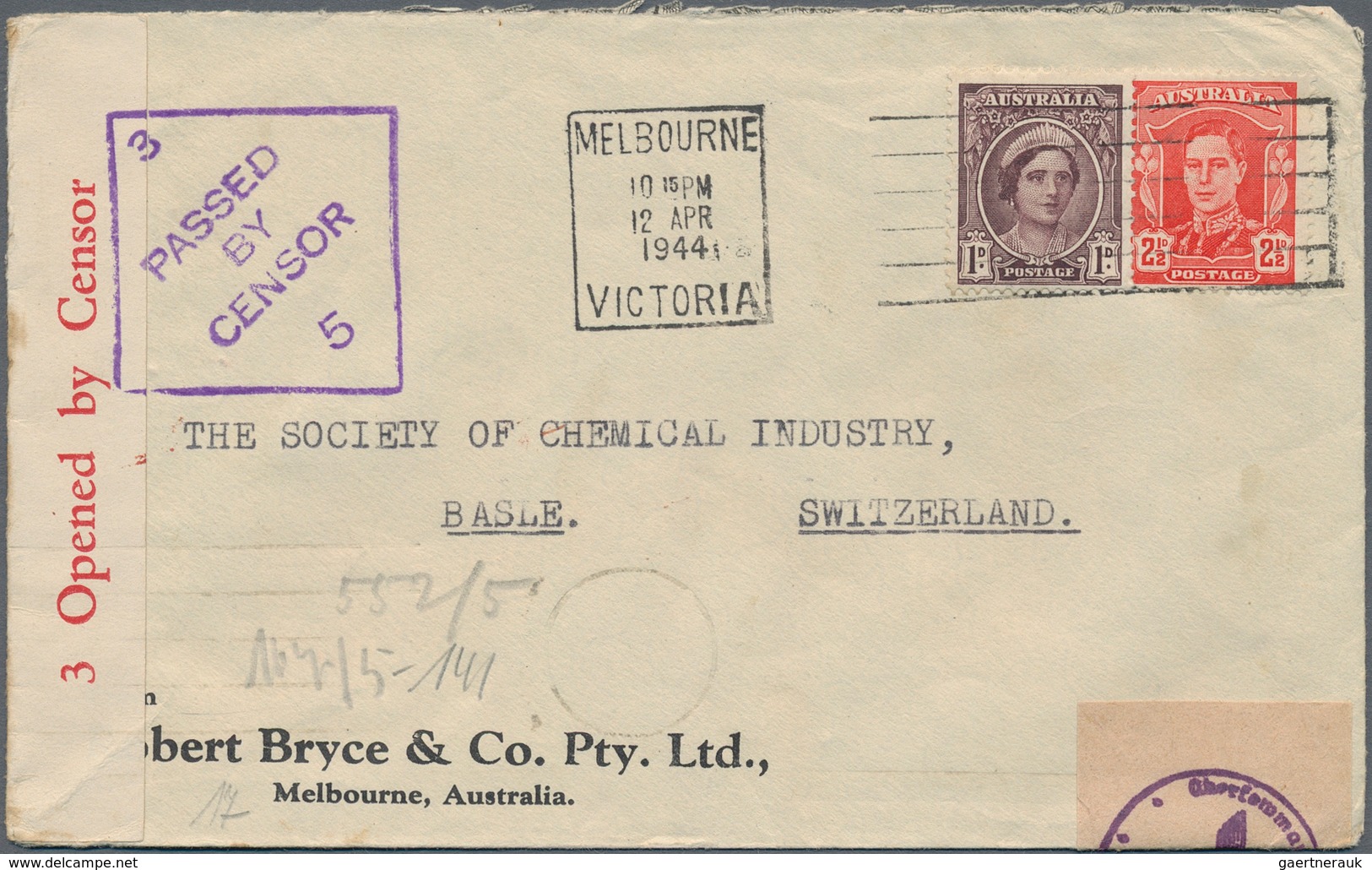 Australien: 1927/66, ca. 90 covers (inc. one ppc) mostly used to Switzerland with WWII censorship us
