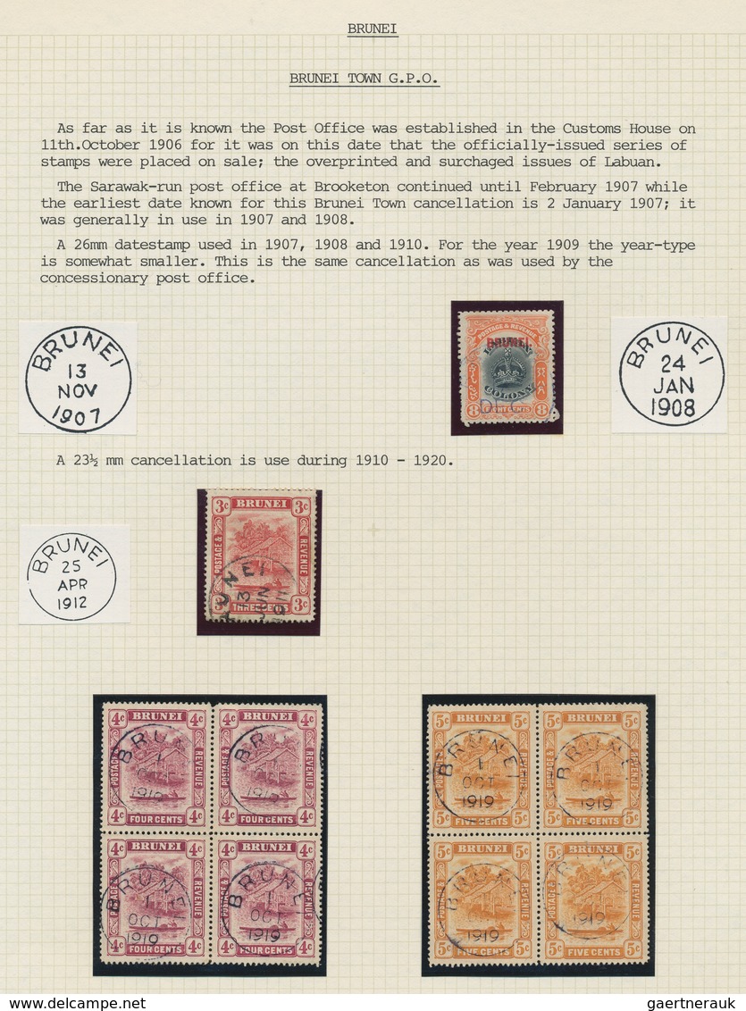 Brunei - Stempel: 1910/1946 (ca.), Specialised Collection Of 30 Stamps On Album Page, Incl. Three St - Brunei (1984-...)