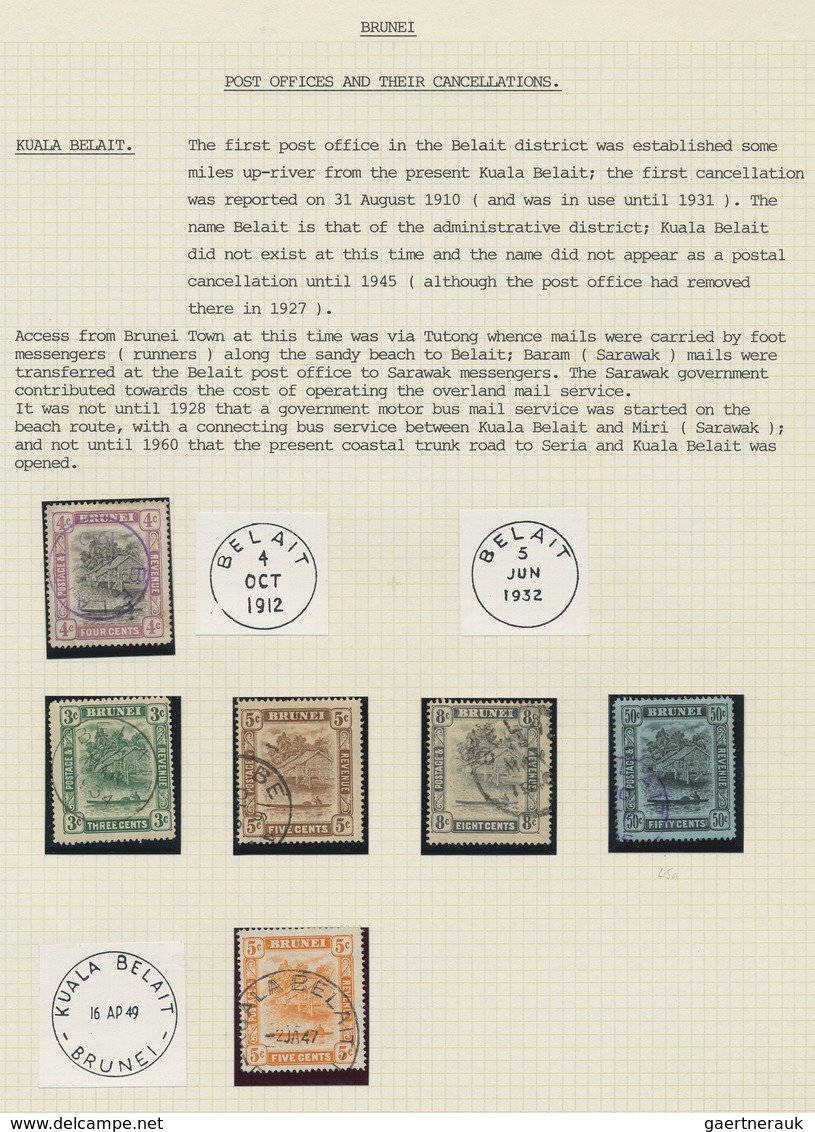 Brunei - Stempel: 1910/1946 (ca.), Specialised Collection Of 30 Stamps On Album Page, Incl. Three St - Brunei (1984-...)