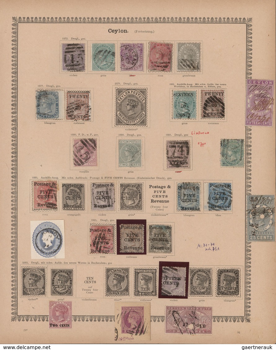 Ceylon / Sri Lanka: 1857/1890, Collection On Album Pages, Including Better Values As Scott  9, 11, 1 - Sri Lanka (Ceylan) (1948-...)