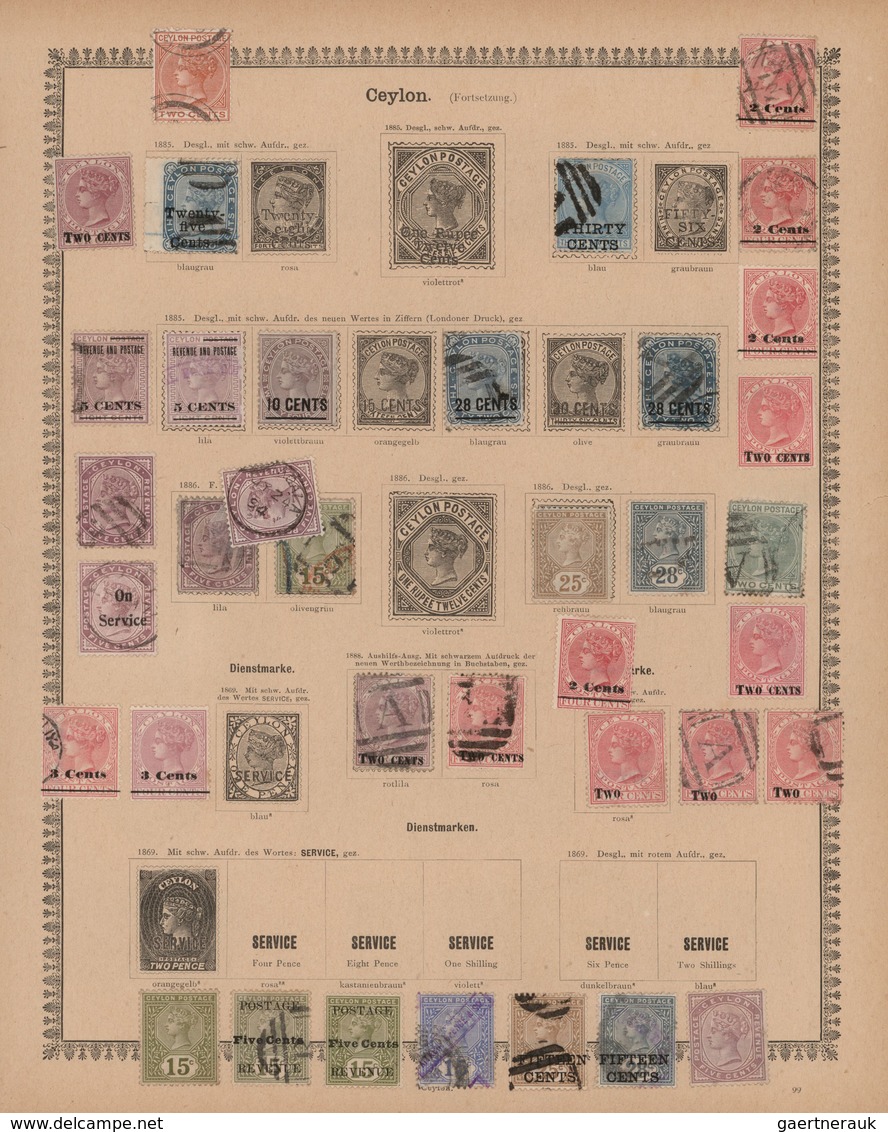 Ceylon / Sri Lanka: 1857/1890, Collection On Album Pages, Including Better Values As Scott  9, 11, 1 - Sri Lanka (Ceylan) (1948-...)