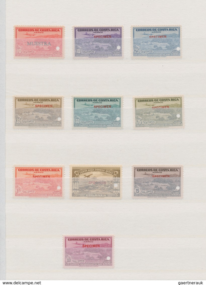 Costa Rica: 1934/1946, ABN Specimen Proofs, Airmails And Fiscals, Collection Of Apprx. 85 Stamps. - Costa Rica