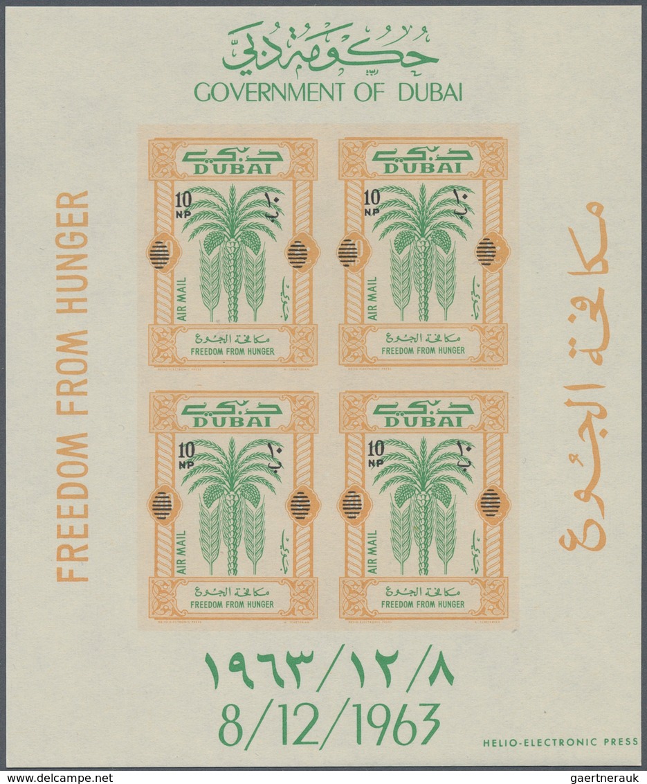 Dubai: 1964, FREEDOM FROM HUNGER: Accumulation With About 900 Complete Sets Of Four Different Imperf - Dubai