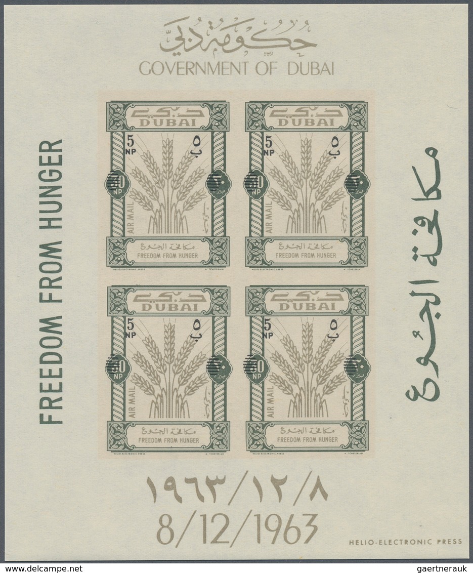 Dubai: 1964, FREEDOM FROM HUNGER: Accumulation With About 900 Complete Sets Of Four Different Imperf - Dubai