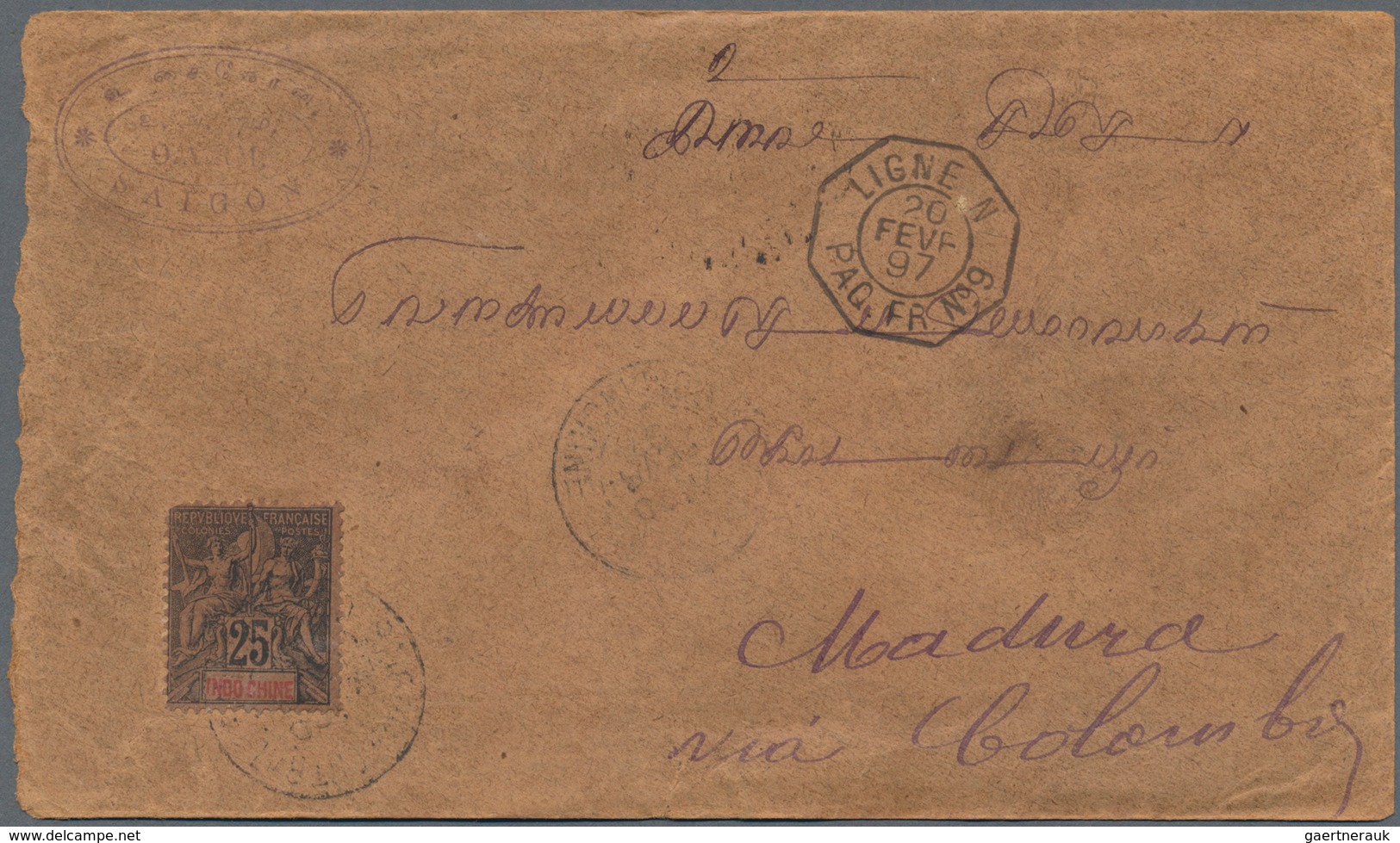 Französisch-Indochina: 1895/1937 (ca.), Collection Of Approx. 130 Covers And Revenue Documents, Incl - Briefe U. Dokumente