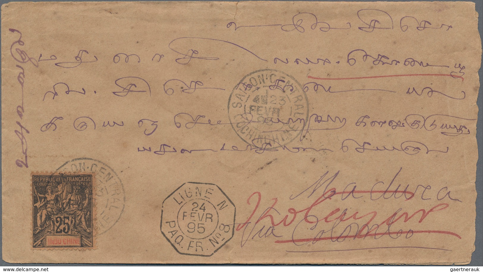 Französisch-Indochina: 1895/1937 (ca.), Collection Of Approx. 130 Covers And Revenue Documents, Incl - Covers & Documents