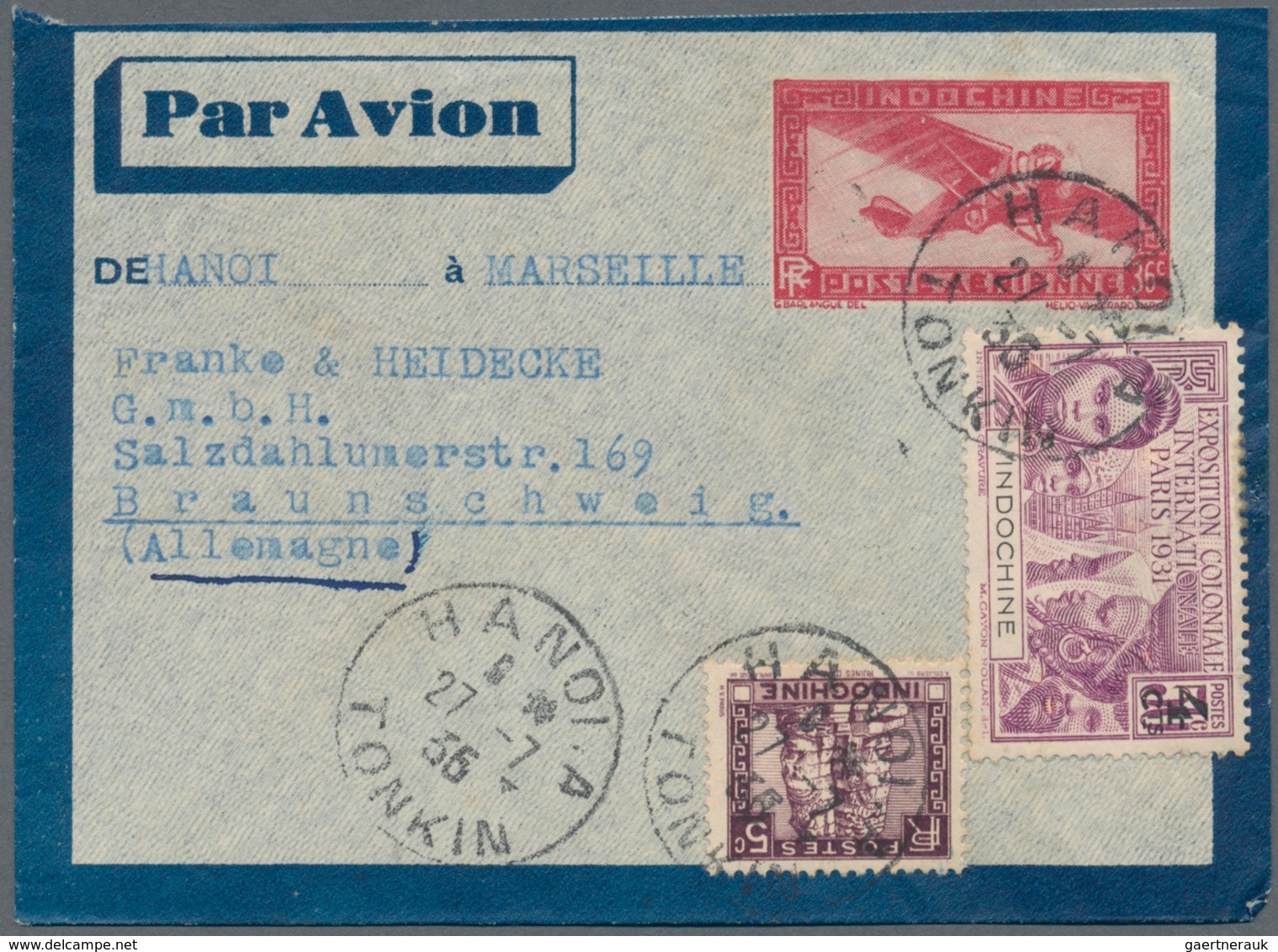 Französisch-Indochina: 1899/1938, Covers (7), Used Stationery (6) Inc. 1899 Registered AR-cover To G - Covers & Documents