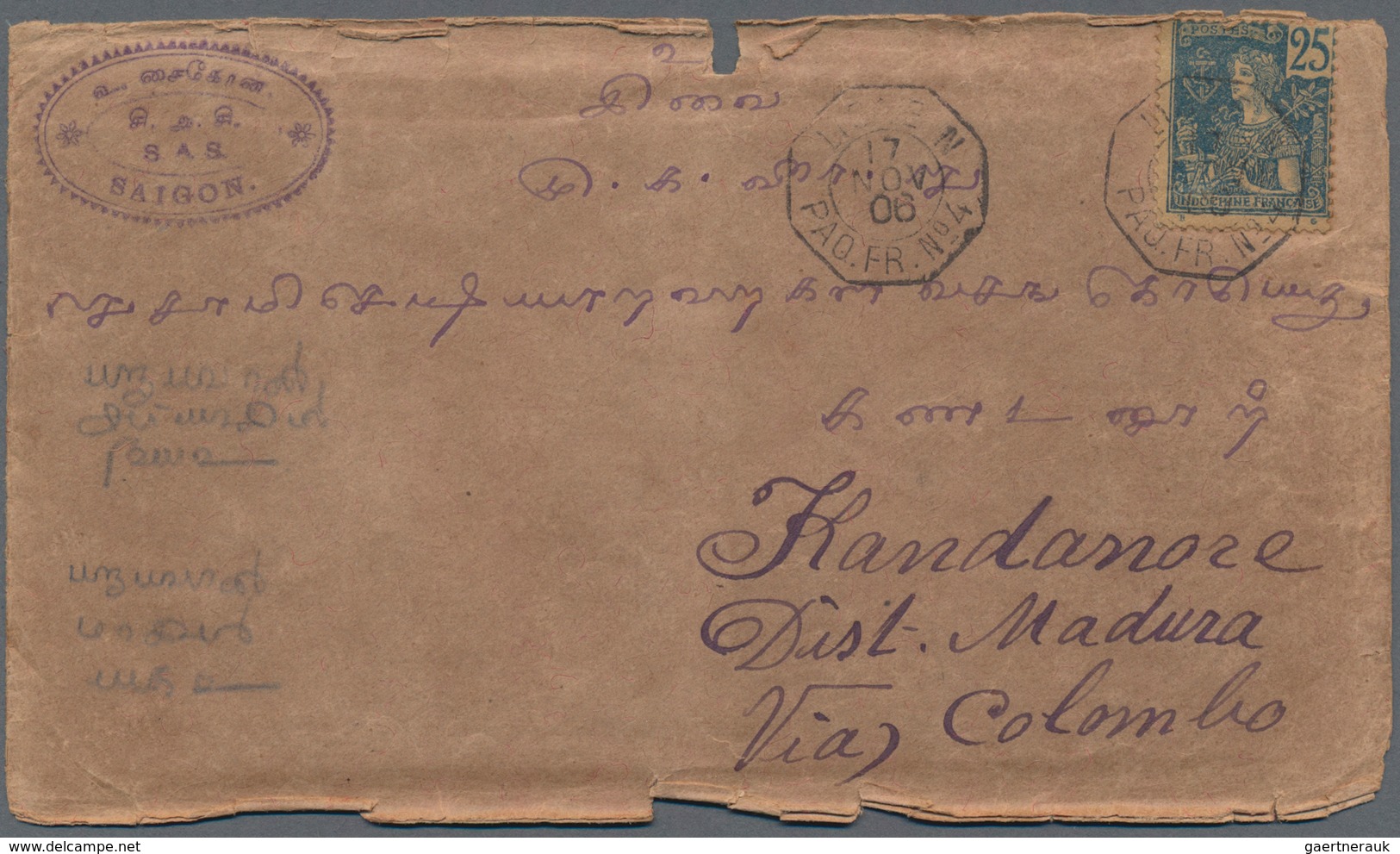 Französisch-Indochina: 1900/32 (ca.), 34 Covers Of French Indo-China, Including Cover Bearing French - Briefe U. Dokumente