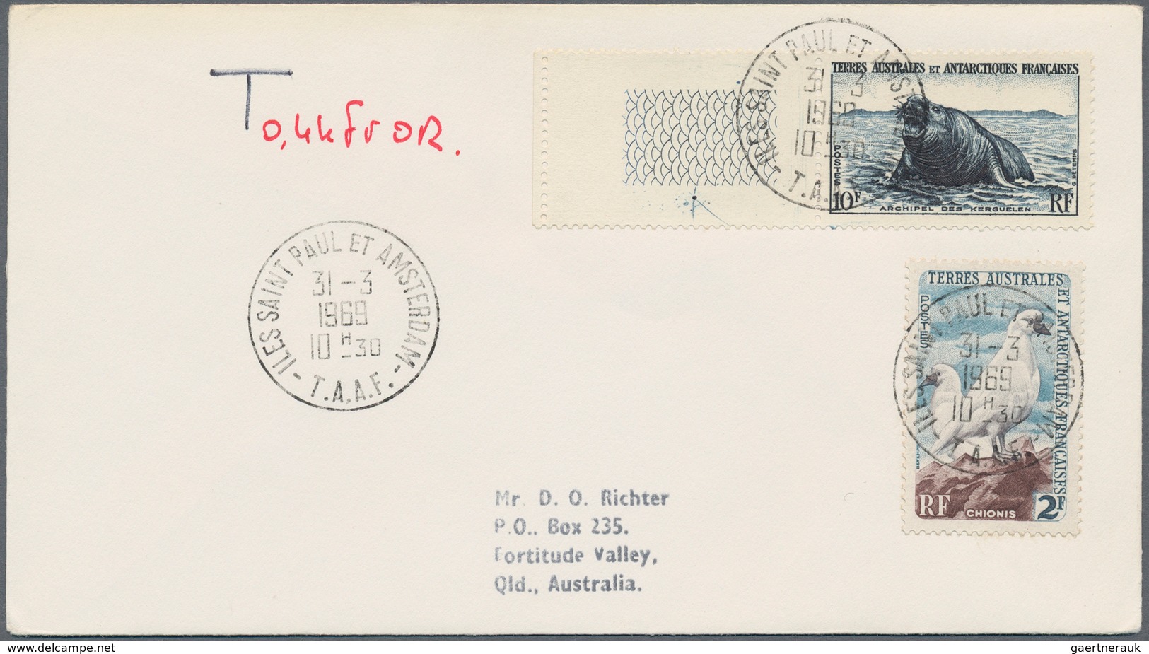 Französische Gebiete In Der Antarktis: 1957/1976, Lot Of Seven Covers/cards With Attractive Franking - Briefe U. Dokumente