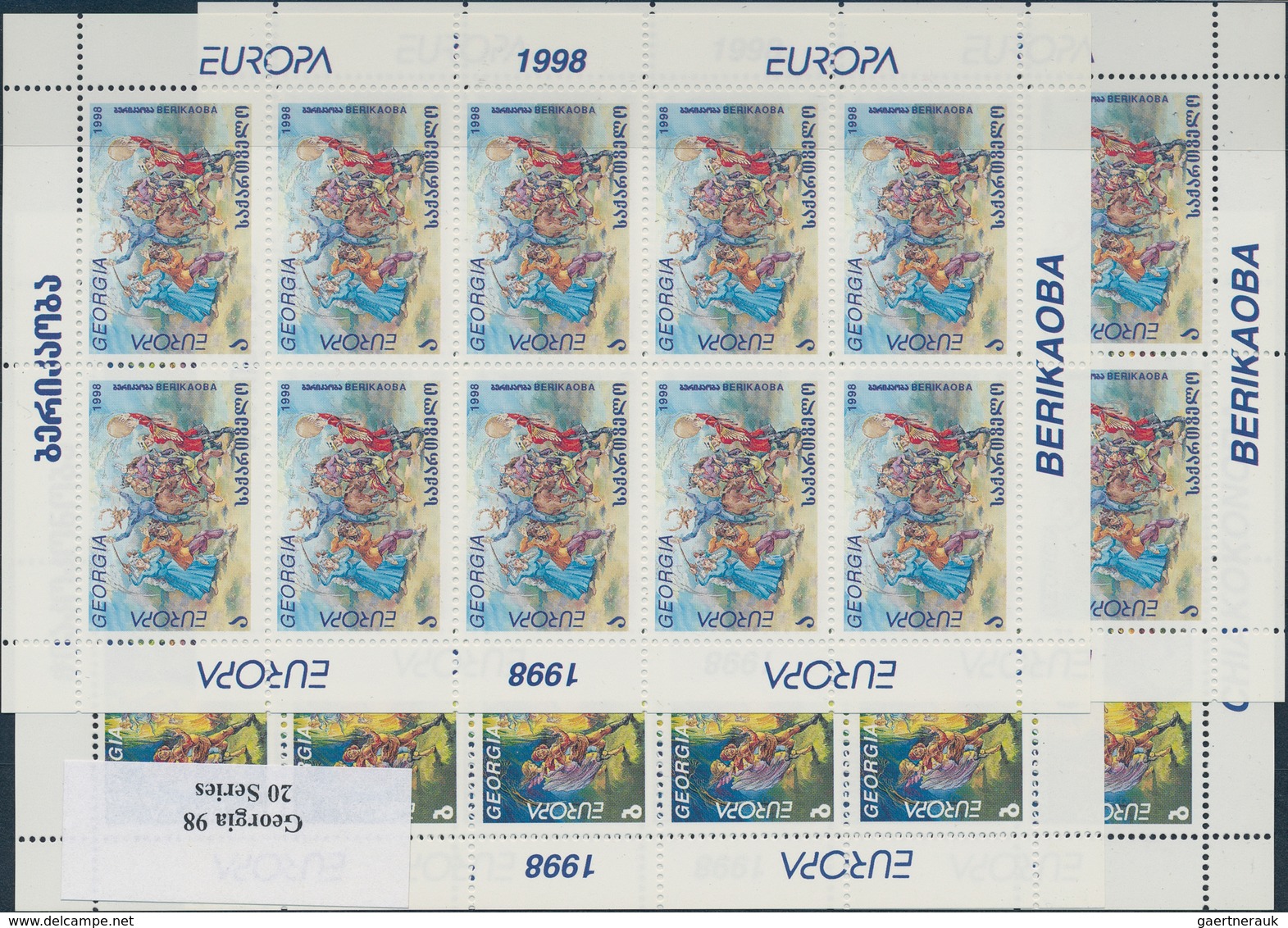 Georgien: 1998, Europa (National Tradtions & Festivals), 281 Pairs Of Two Minautre Sheets With 10 St - Georgia