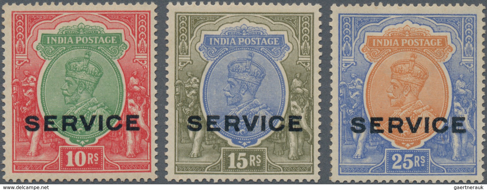 Indien - Dienstmarken: 1913 KGV. Officials 10r., 15r. And 25r., Wmk Single Star, Mint Very Lightly H - Official Stamps