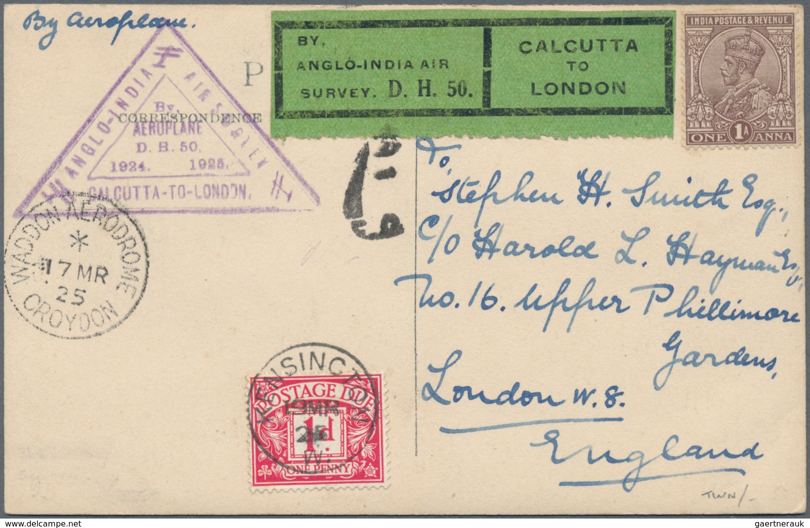 Indien - Flugpost: 1925-33 Three Scarce And Special Flight Covers, With 1) 1925 Aeroplane Picture Po - Poste Aérienne