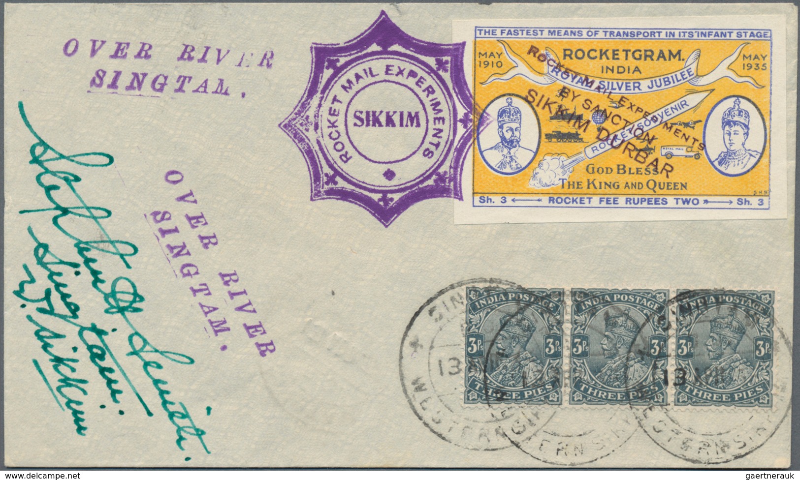 Indien - Raketenpost: 1934-44 Collection of 34 covers, cards etc. flown by various rockets, all diff