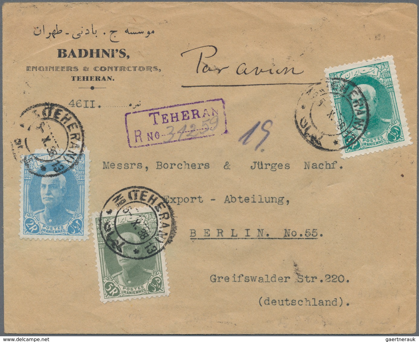 Iran: 1904/55, covers (32), stationery (1) inc. pre-1919 inland (11), 1942/45 anglo-russian censorsh