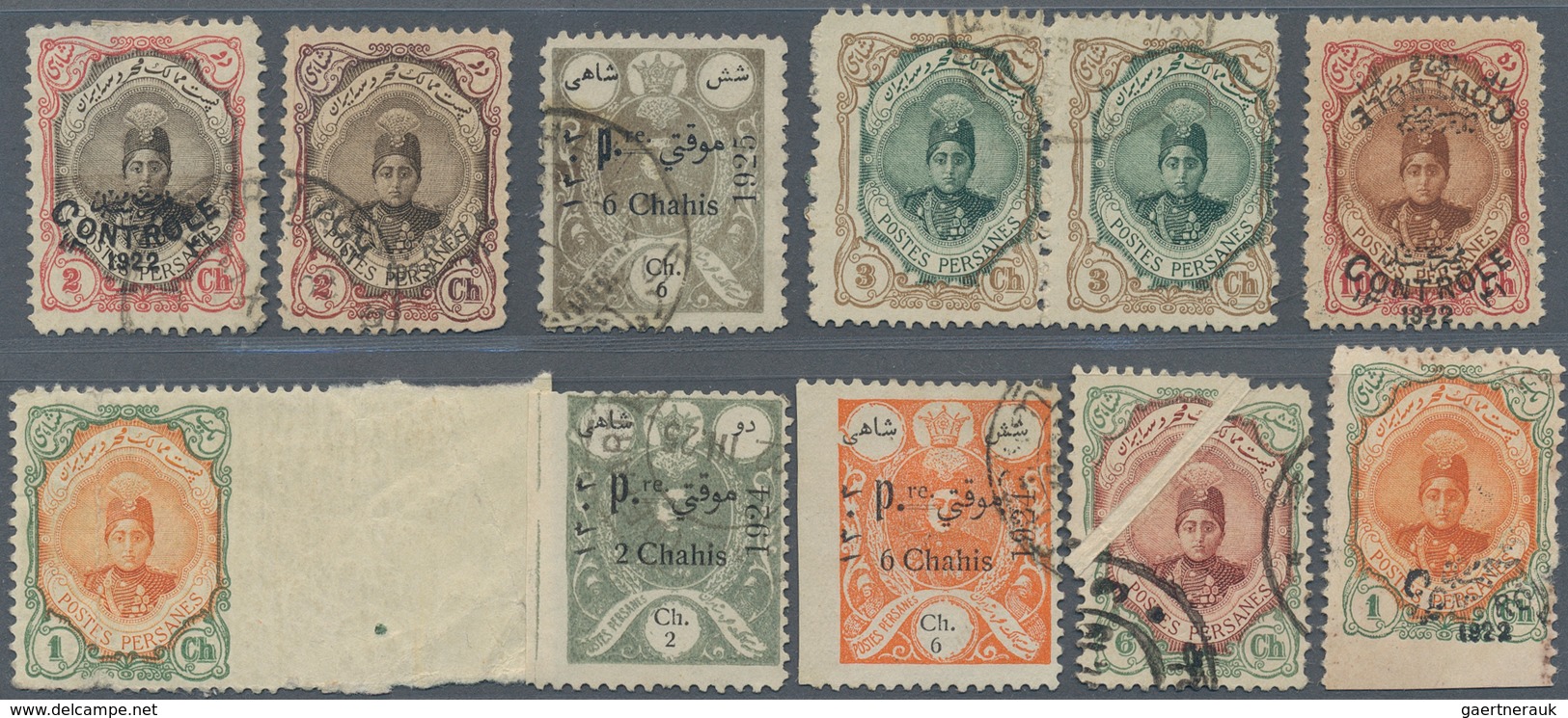 Iran: 1920-25, 11 Stamps Showing Varieties, Part Perforations, Double Overprint, Paper Fold, Some Fa - Iran