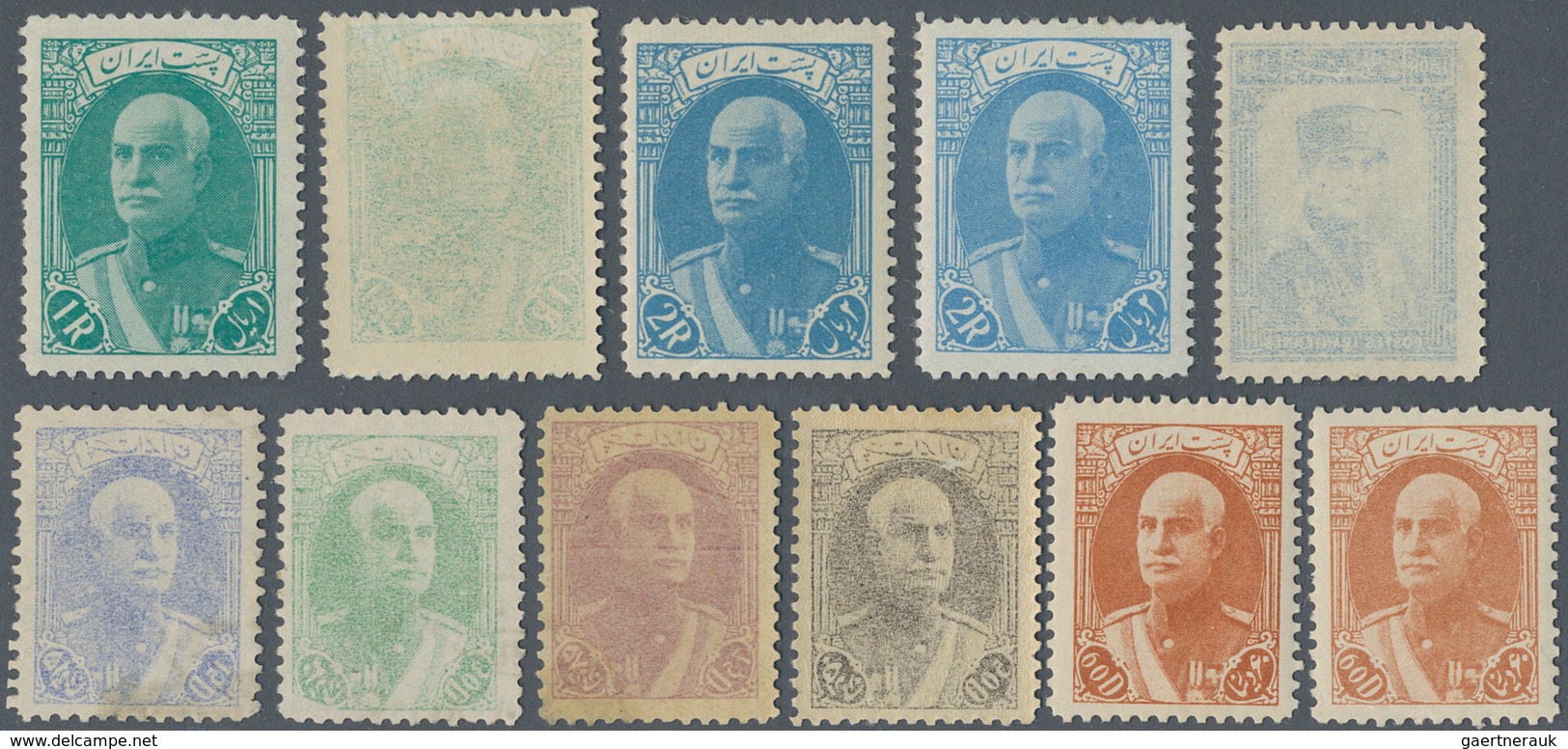 Iran: 1930-40 Ca., 3 Used Stamps And 20 Mint Stamps Showing Color Shades And Off-set Varieties, Fine - Iran