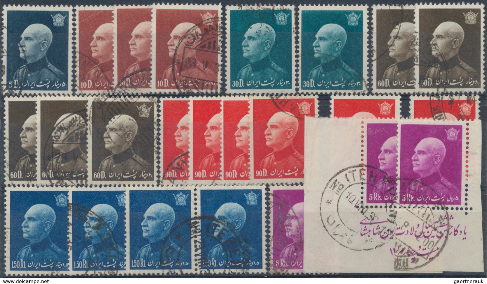 Iran: 1938, Shah Perf And Imperf Stamps On Four Stockcards, Few Corner Margin And Margin Imprints, F - Iran
