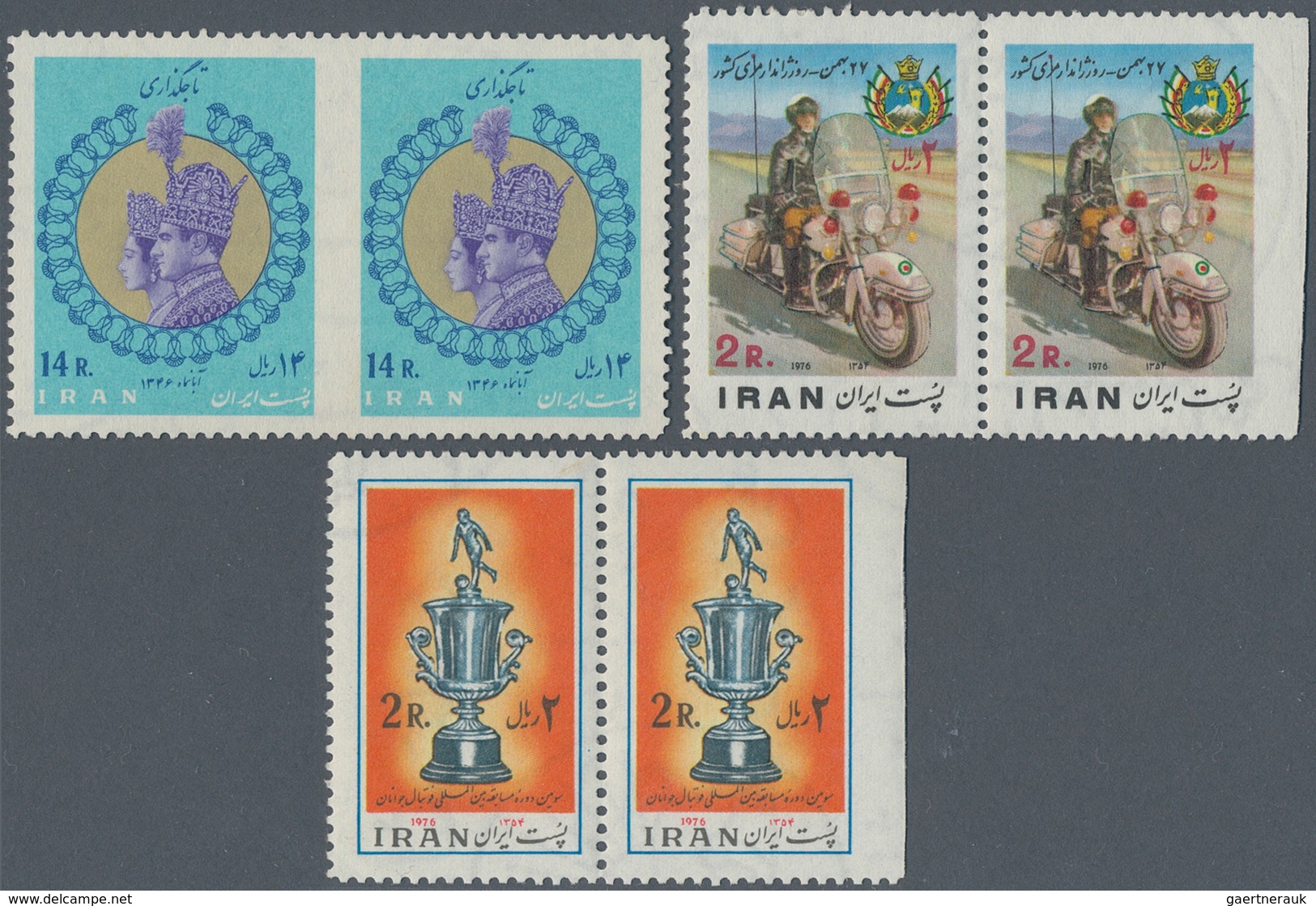 Iran: 1967/1976, Group Of Eleven Horizontal Pairs: Nine "imperf Between" And Two "right Stamp Imperf - Iran