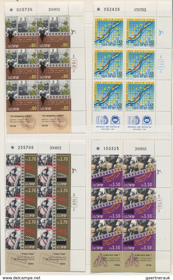 Israel: 1948/1992 (ca.), Collection/accumulation In Four Albums, The First Issues On Form Text Pages - Neufs (avec Tabs)
