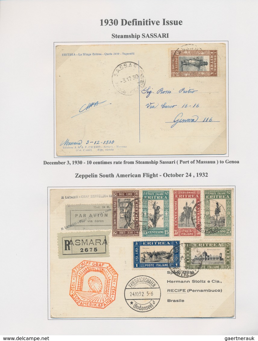 Italienisch-Eritrea: 1894/1940, collection of apprx. 77 covers/cards on written up album pages, show