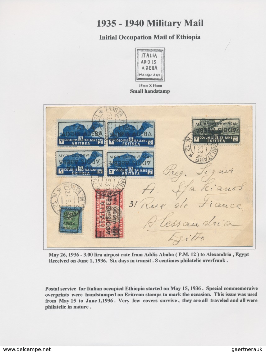 Italienisch-Eritrea: 1894/1940, collection of apprx. 77 covers/cards on written up album pages, show