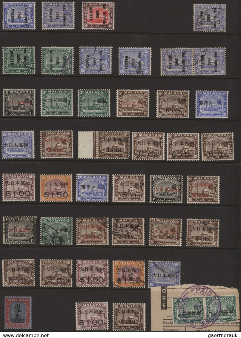 Japanische Besetzung  WK II - Malaya: 1942/1944, Sophisticated Collection Of Apprx. 370 Stamps And 1 - Malaysia (1964-...)