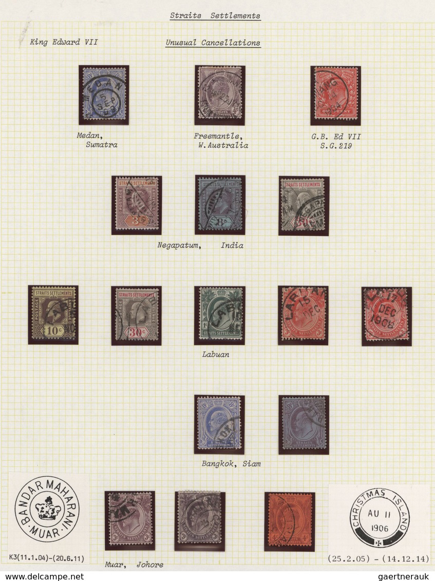 Malaiische Staaten - Straits Settlements: 1905/1920 (ca.), POSTMARKS On KEVII And KGV, Specialised C - Straits Settlements
