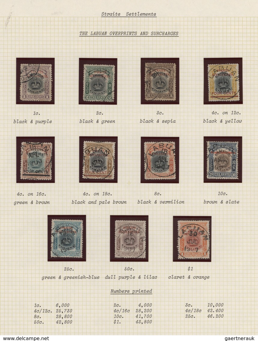 Malaiische Staaten - Straits Settlements: 1906/1907, Overprints On Labuan, Specialised Collection Of - Straits Settlements