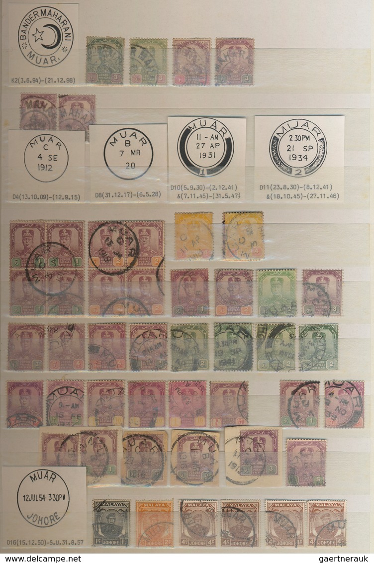 Malaiische Staaten: 1880/1990 (ca.), POSTMARKS OF MALAYSIA, Deeply Specialised Collection In Five Al - Federated Malay States