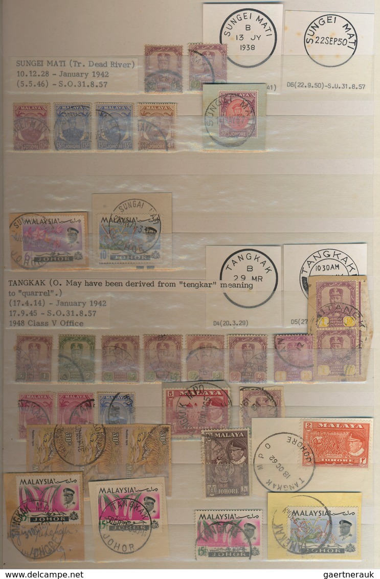 Malaiische Staaten: 1880/1990 (ca.), POSTMARKS OF MALAYSIA, Deeply Specialised Collection In Five Al - Federated Malay States