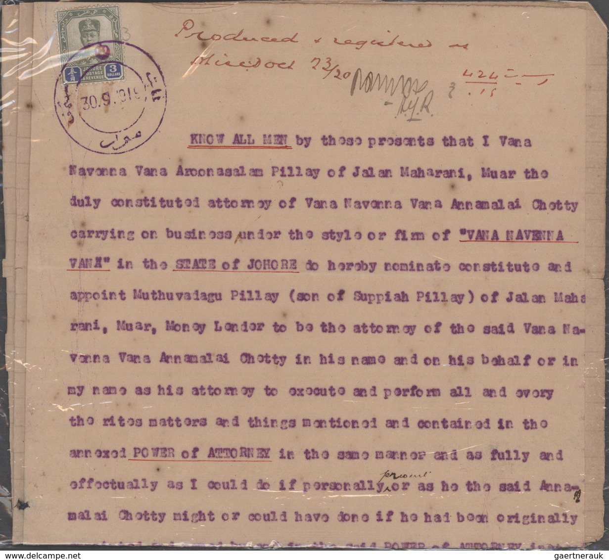 Malaiische Staaten: 1880's-1930's Ca.: Several Hundred Fiscal Documents In Three Big Boxes, Almost A - Federated Malay States