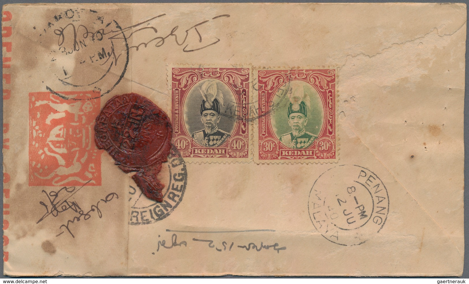 Malaiische Staaten - Kedah: 1912-1950's: 46 Covers With Various Frankings And Postmarks From Various - Kedah