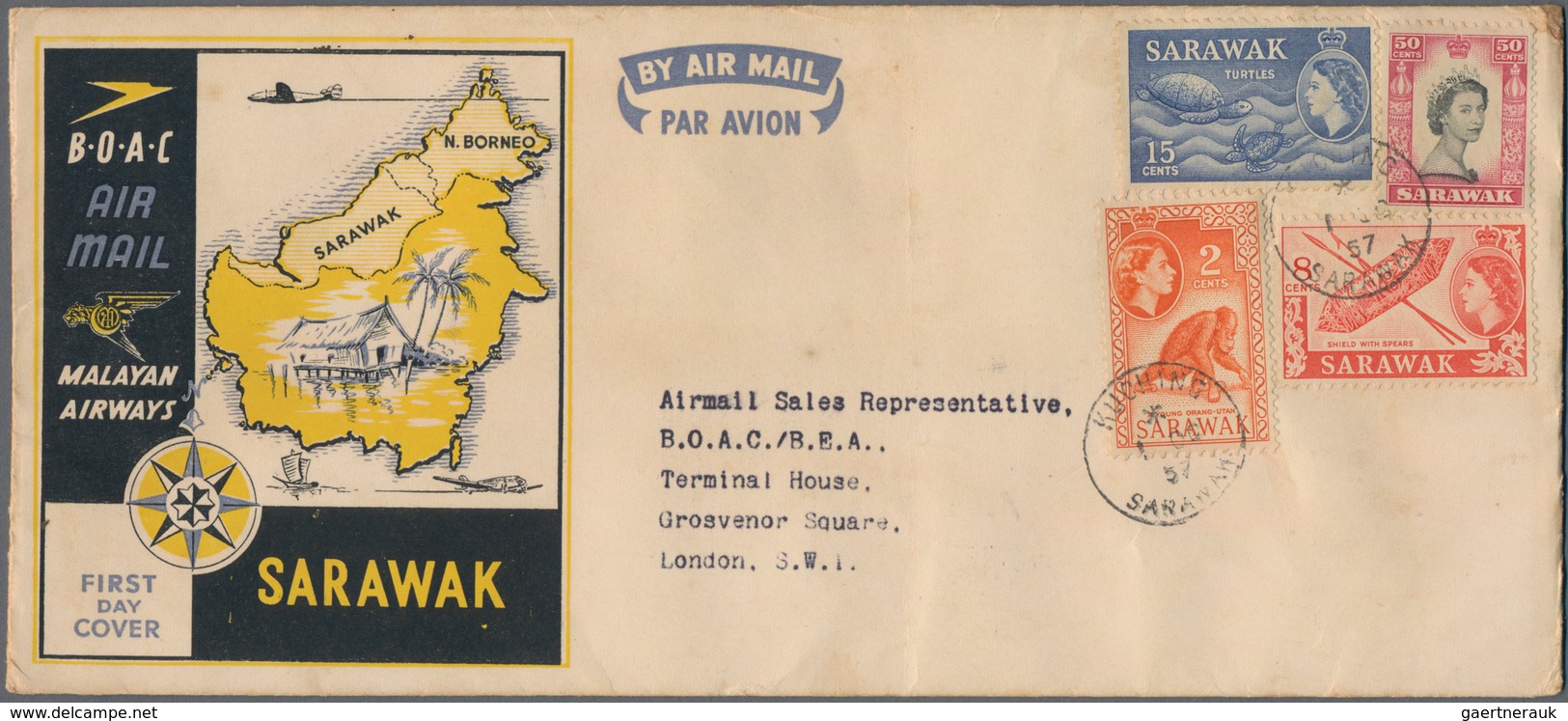 Malaiische Staaten - Sarawak: 1940's-1980's Ca.: About 180 Covers And Postcards From SARAWAK Plus 14 - Other & Unclassified